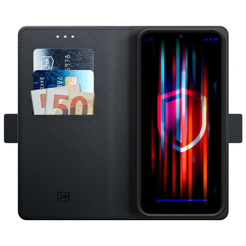 3MK Wallet Case atverčiamas telefono dėklas, skirtas Samsung Galaxy S25 Edge, juodas
