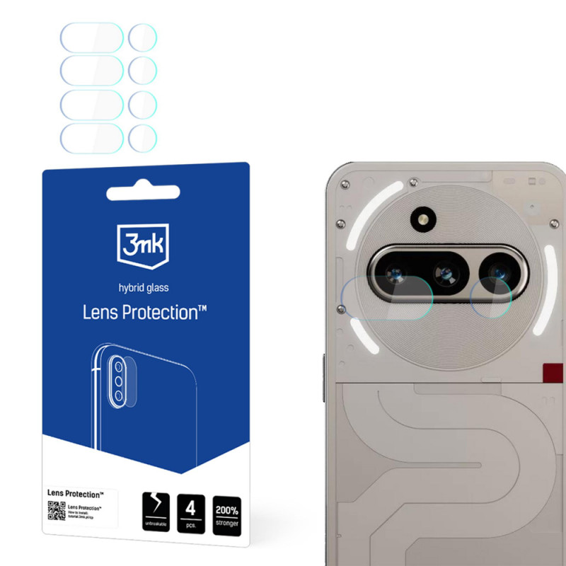 3MK Lens Protection hibridinis stiklas Nothing Phone (3a) kameros objektyvui (4 vnt.)