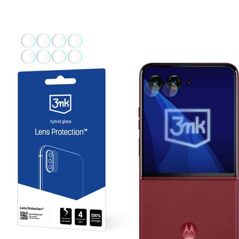3MK Lens Protection hibridinis kameros objektyvo apsauginis stiklas Motorola Razr 60 Ultra (4 vnt.)