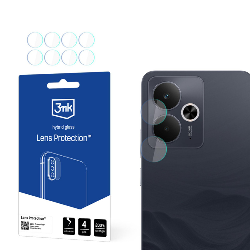 3MK Lens Protection hibridinis kameros objektyvo stiklas, skirtas Realme 14 5G / 14T 5G (4 vnt.)