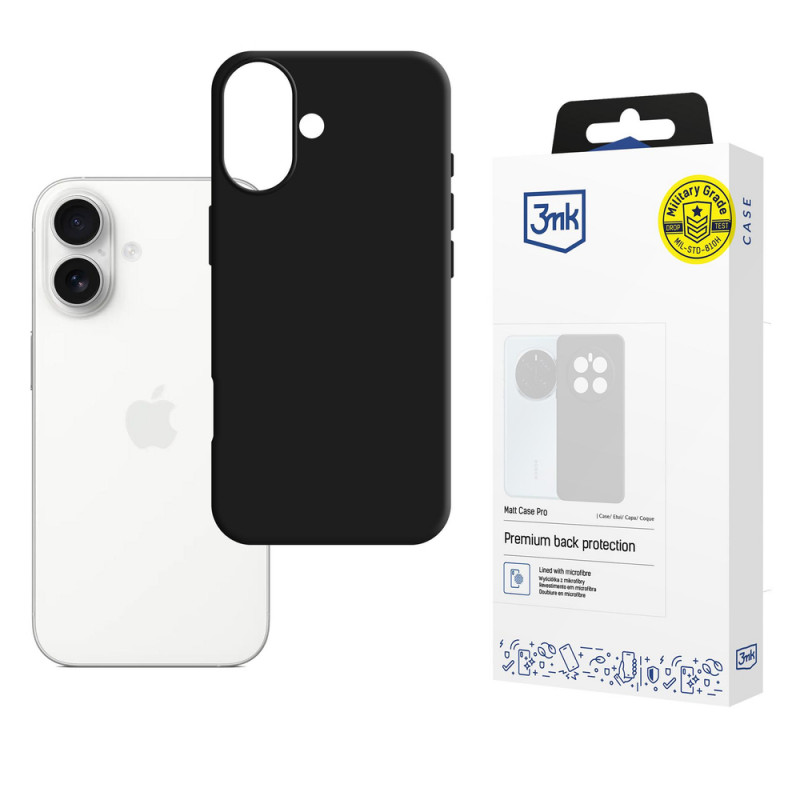 3mk Matt Case Pro dėklas Apple iPhone 17, matinis juodas