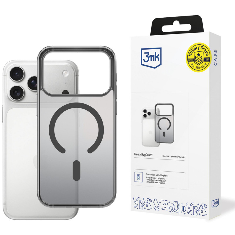 3mk Frosty MagCase dėklas Apple iPhone 17 Pro Max, juodas
