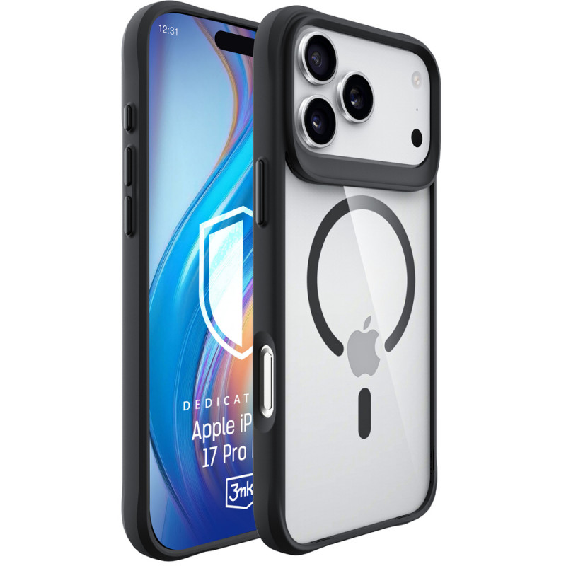 3mk Satin Armor MagCase dėklas Apple iPhone 17 Pro Max, permatomas juodas