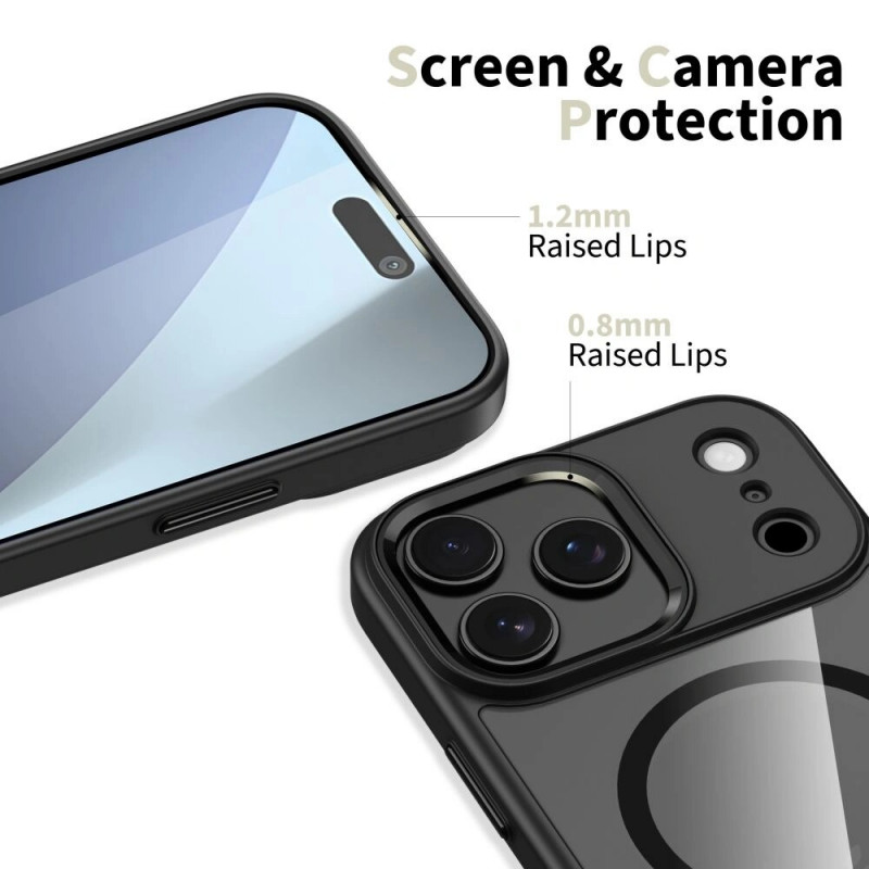 Tech-Protect MagMat MagSafe dėklas Apple iPhone 17 Pro Max, juodas/skaidrus