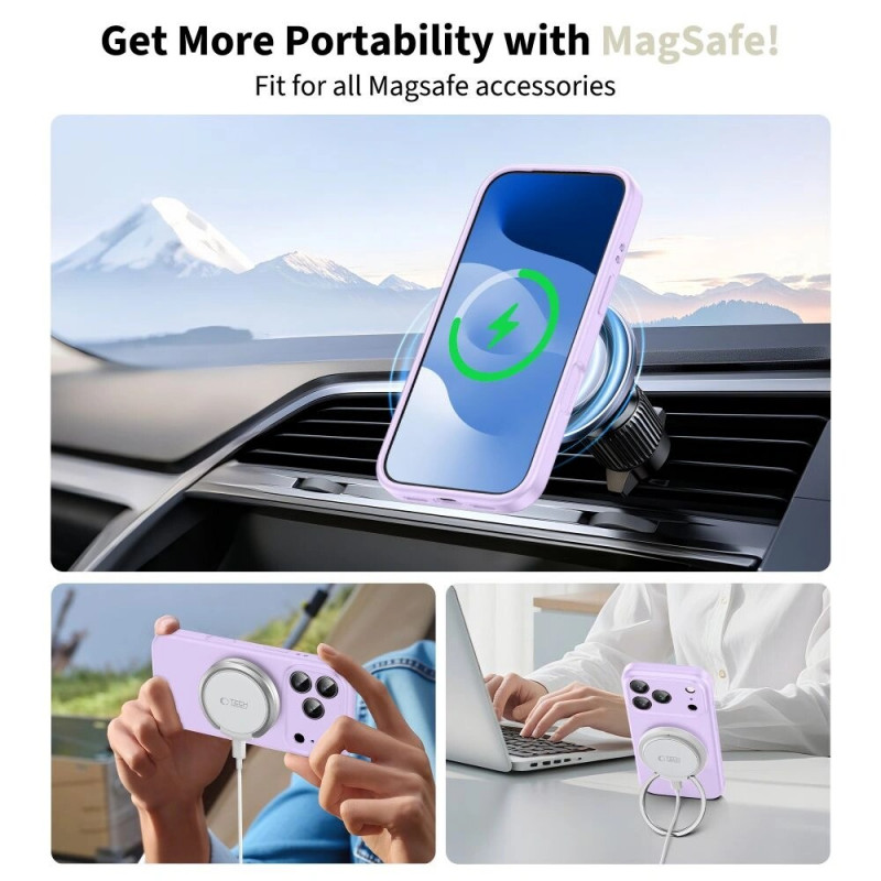 Tech-Protect Silicone MagSafe dėklas Apple iPhone 17 Pro, alyvinis, THP4521