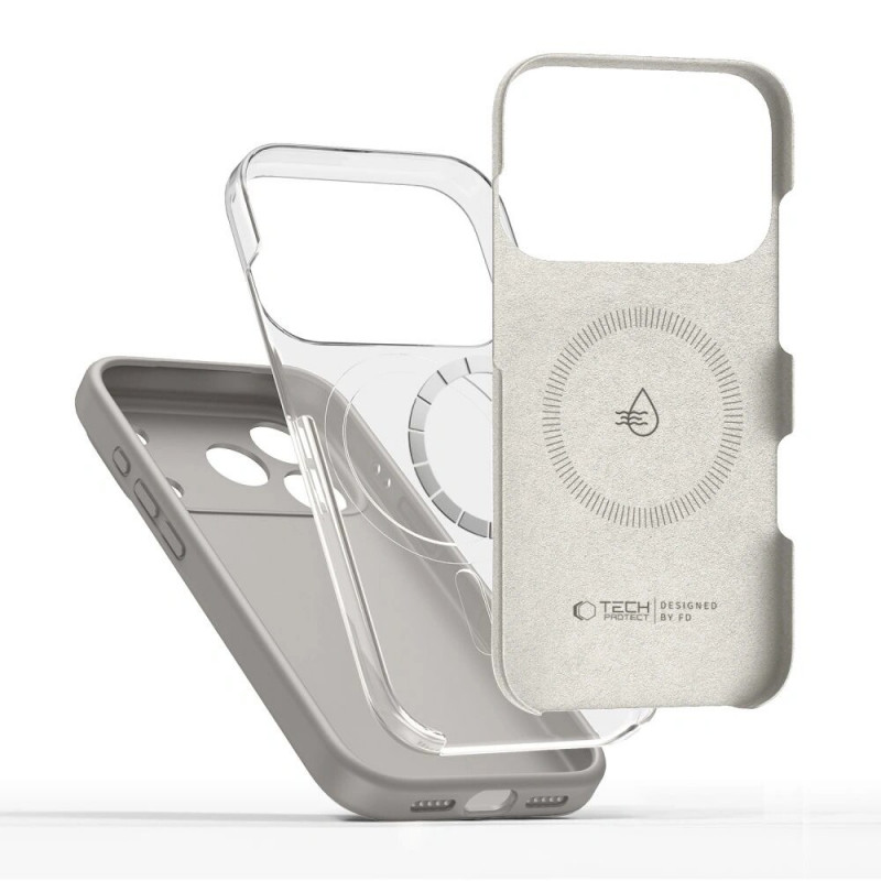 Tech-Protect Silicone MagSafe dėklas Apple iPhone 17 Pro, akmens pilkas