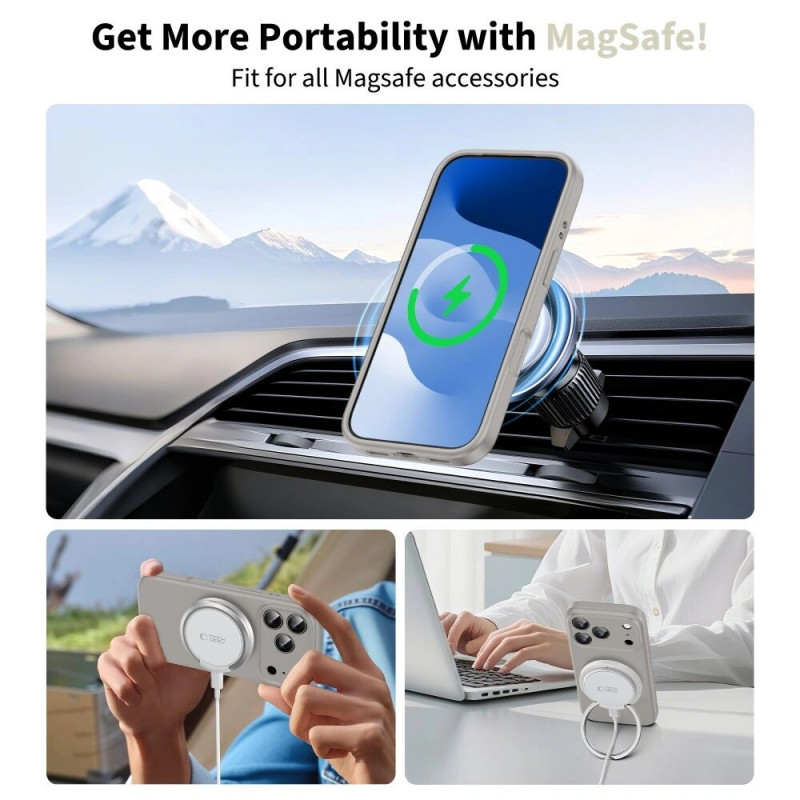 Tech-Protect Silicone MagSafe dėklas Apple iPhone 17 Pro, akmens pilkas