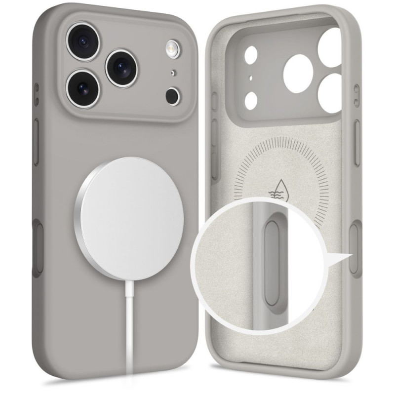 Tech-Protect Silicone MagSafe dėklas Apple iPhone 17 Pro, akmens pilkas