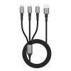 Tech-Protect UltraBoost DNA 3 viename kabelis USB-A į Lightning / USB-C / Micro-USB, 3 A, 120 cm, plieno pilkas