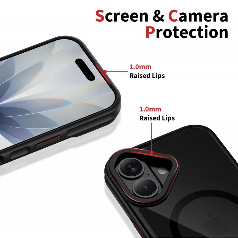 Tech-Protect MagHybrid MagSafe dėklas Apple iPhone 17, juodas/raudonas