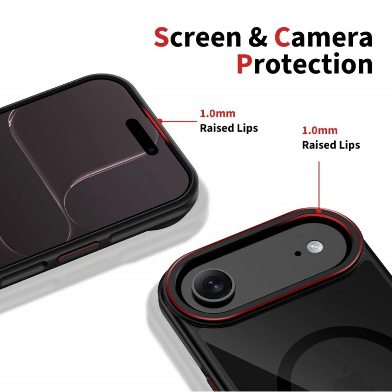Tech-Protect MagHybrid MagSafe dėklas Apple iPhone Air, juodas/raudonas