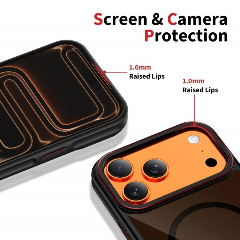 Tech-Protect MagHybrid MagSafe dėklas Apple iPhone 17 Pro Max, juoda/raudona spalva