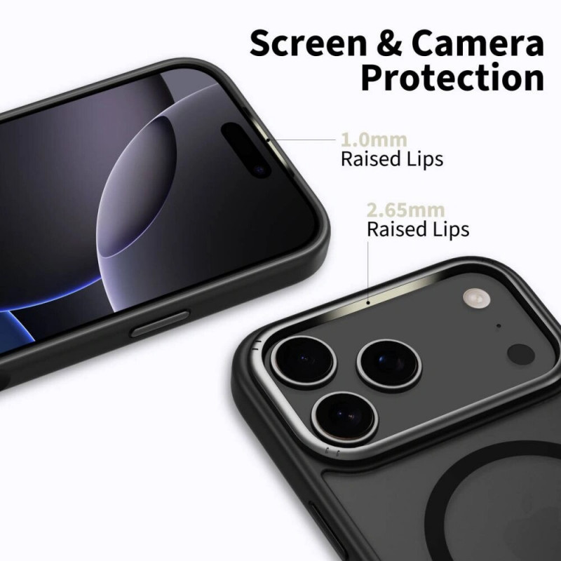 Tech-Protect MagEdge MagSafe dėklas Apple iPhone 17 Pro Max, matinė juoda / tamsaus metalo spalva
