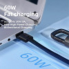 Tech-Protect Ultraboost DNA USB-C / USB-C kabelis raktų pakabuku PD 60W / 3A, 17 cm, geležies pilkos spalvos