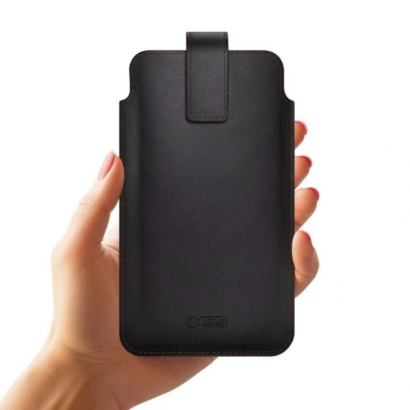 Tech-Protect SM65 universali telefono įmautė, 6,0-6,9 colio, ekologinė oda, juoda ir raudona