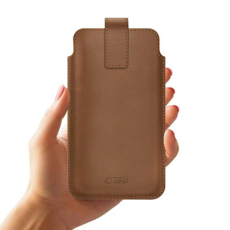 Tech-Protect SM65 universali telefono įmautė, 6,0-6,9 colio, ekologinė oda, ruda