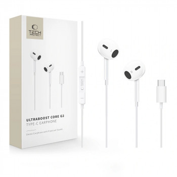 Tech-Protect Ultraboost Core G2 USB-C ausinės, baltos
