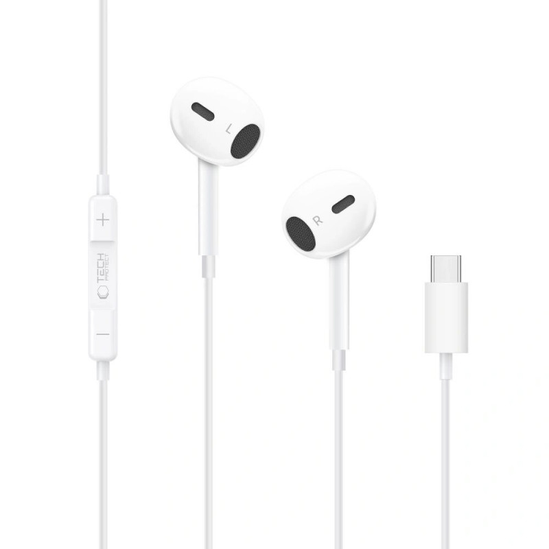 Tech-Protect Ultraboost Core G2 USB-C ausinės, baltos
