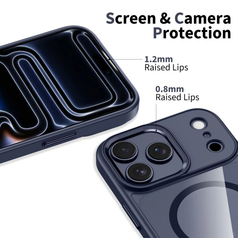 Tech-Protect MagMat MagSafe dėklas Apple iPhone 17 Pro, tamsiai mėlynas/skaidrus
