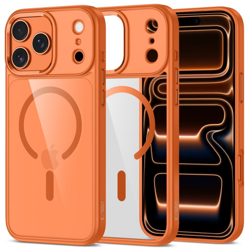 Tech-Protect MagMat MagSafe dėklas Apple iPhone 17 Pro Max, kosminis oranžinis/skaidrus
