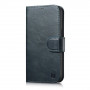 iCarer Oil Wax Wallet Case 2in1 odinis atverčiamas dėklas, skirtas iPhone 14 Plus, Anti-RFID, mėlynas (WMI14220723-BU)