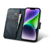 iCarer Oil Wax Wallet Case 2in1 odinis atverčiamas dėklas, skirtas iPhone 14 Plus, Anti-RFID, mėlynas (WMI14220723-BU)