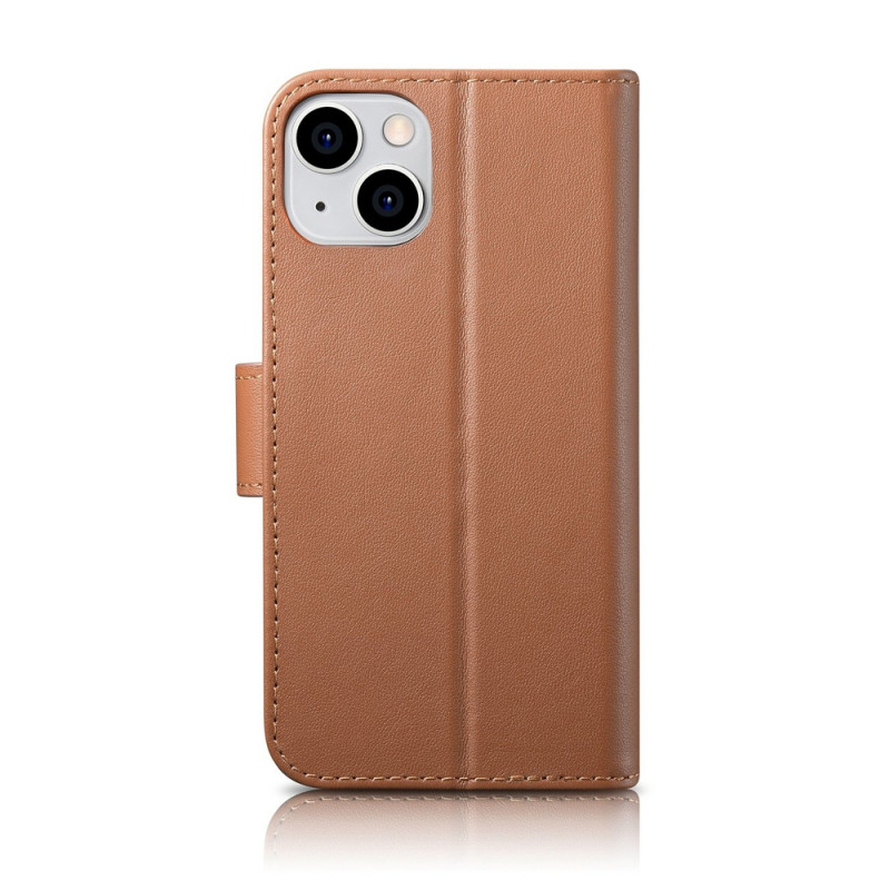 iCarer Wallet Case 2in1 odinis atverčiamas dėklas, skirtas iPhone 14 Plus, Anti-RFID, rudas (WMI14220727-BN)
