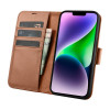 iCarer Wallet Case 2in1 odinis atverčiamas dėklas, skirtas iPhone 14 Plus, Anti-RFID, rudas (WMI14220727-BN)