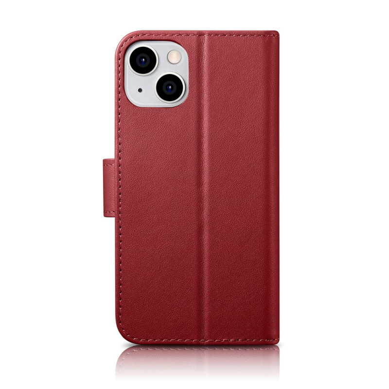 iCarer Wallet Case 2in1 odinis atverčiamas dėklas, skirtas iPhone 14 Plus, Anti-RFID, raudonas (WMI14220727-RD)