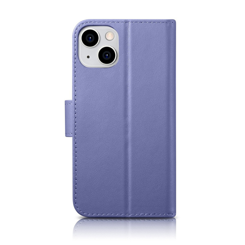 iCarer Wallet Case 2in1 odinis atverčiamas dėklas, skirtas iPhone 14 Plus, Anti-RFID, šviesiai violetinis (WMI14220727-LP)