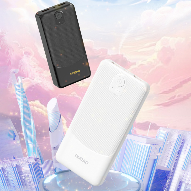 Dudao K10 10000 mAh išorinė baterija, 2 x USB-A, 2,4 A, balta