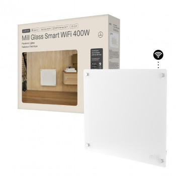 Mill Glass Smart WiFi Gen. 4 GL400WIFI4 plokštelinis šildytuvas, 400 W, baltas, IPX4