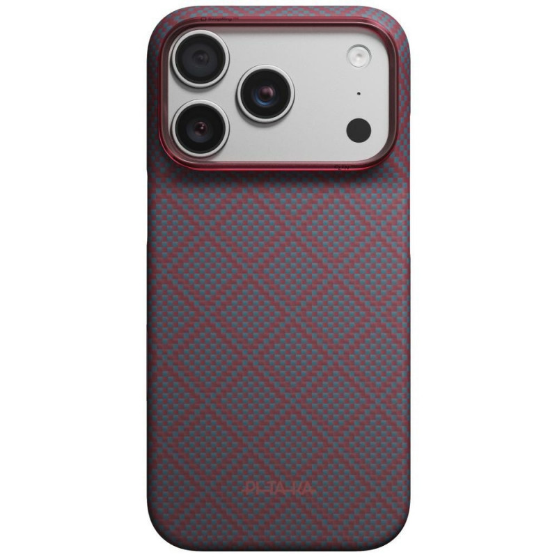 PITAKA Edge Case Argyle MagSafe dėklas Apple iPhone 18 Pro / 17 Pro, mėlynai raudonas
