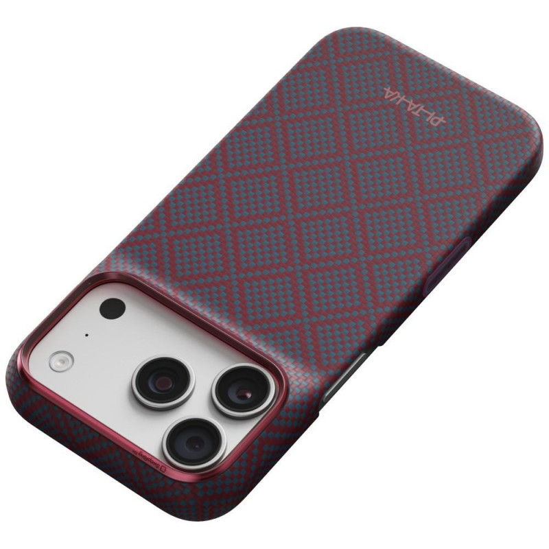 PITAKA Edge Case Argyle MagSafe dėklas Apple iPhone 18 Pro / 17 Pro, mėlynai raudonas