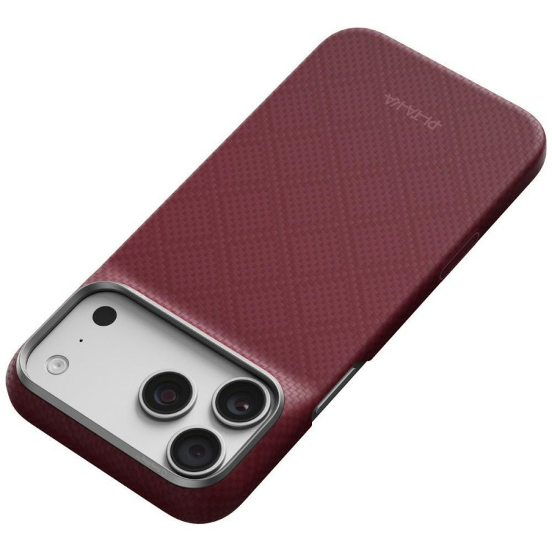 PITAKA Edge Case Argyle MagSafe dėklas Apple iPhone 18 Pro Max / 17 Pro Max, bordo spalvos