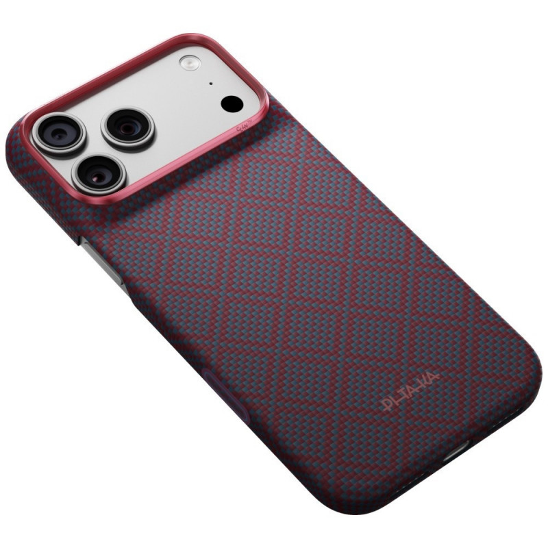 PITAKA Edge Case Argyle MagSafe dėklas Apple iPhone 18 Pro Max / 17 Pro Max, mėlynai raudonas