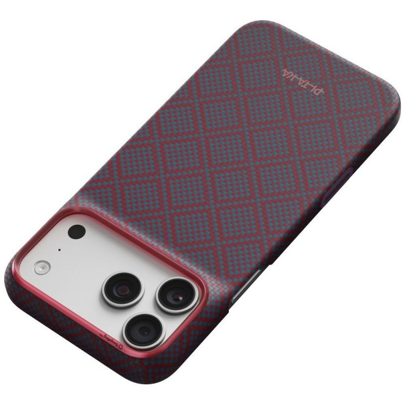 PITAKA Edge Case Argyle MagSafe dėklas Apple iPhone 18 Pro Max / 17 Pro Max, mėlynai raudonas