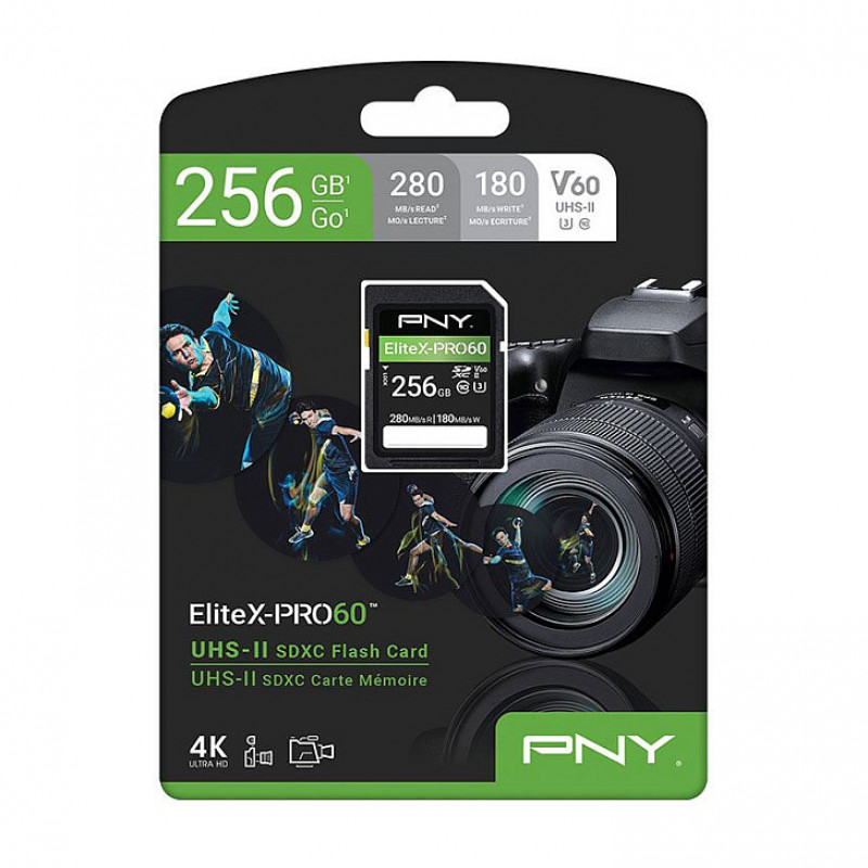 PNY EliteX-PRO60 SDXC atminties kortelė 256 GB, UHS-II, Class 10, P-SD256V60280EXP6-GE