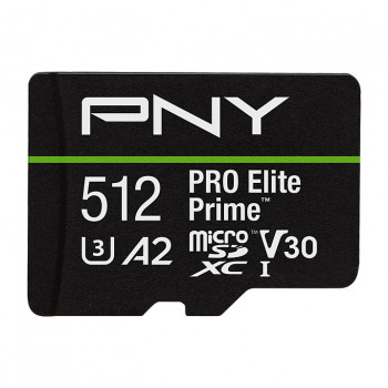 PNY PRO Elite Prime microSDXC atminties kortelė 512 GB, UHS-I, Class 10, U3, V30, P-SDU512V32200PEP-GE