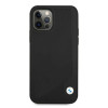 BMW BMHCP12MRCDPK Apple iPhone 12 / 12 Pro kietasis dėklas Leather Deboss, juodas