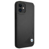 BMW BMHCP12SRCDPK Apple iPhone 12 mini kietasis dėklas Leather Deboss, juodas