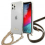 Guess GUHCP12MKC4GSGO Apple iPhone 12 / 12 Pro kietasis dėklas 4G Gold Chain, permatomas