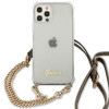 Guess GUHCP12MKC4GSGO Apple iPhone 12 / 12 Pro kietasis dėklas 4G Gold Chain, permatomas