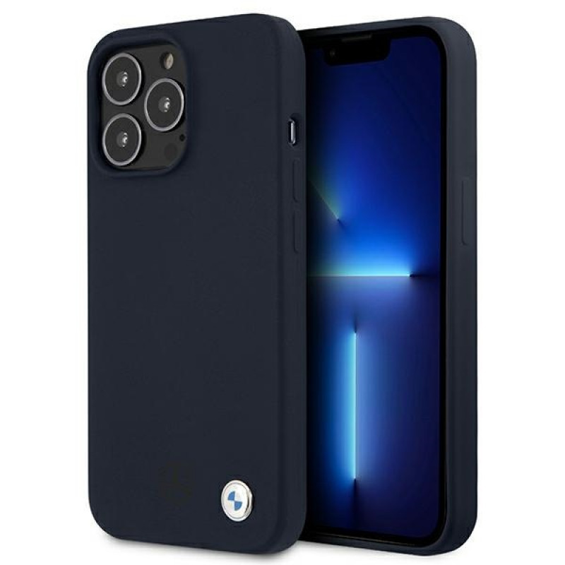 BMW BMHCP13XSILNA Apple iPhone 13 Pro Max kietasis dėklas Silicone Signature, Navy