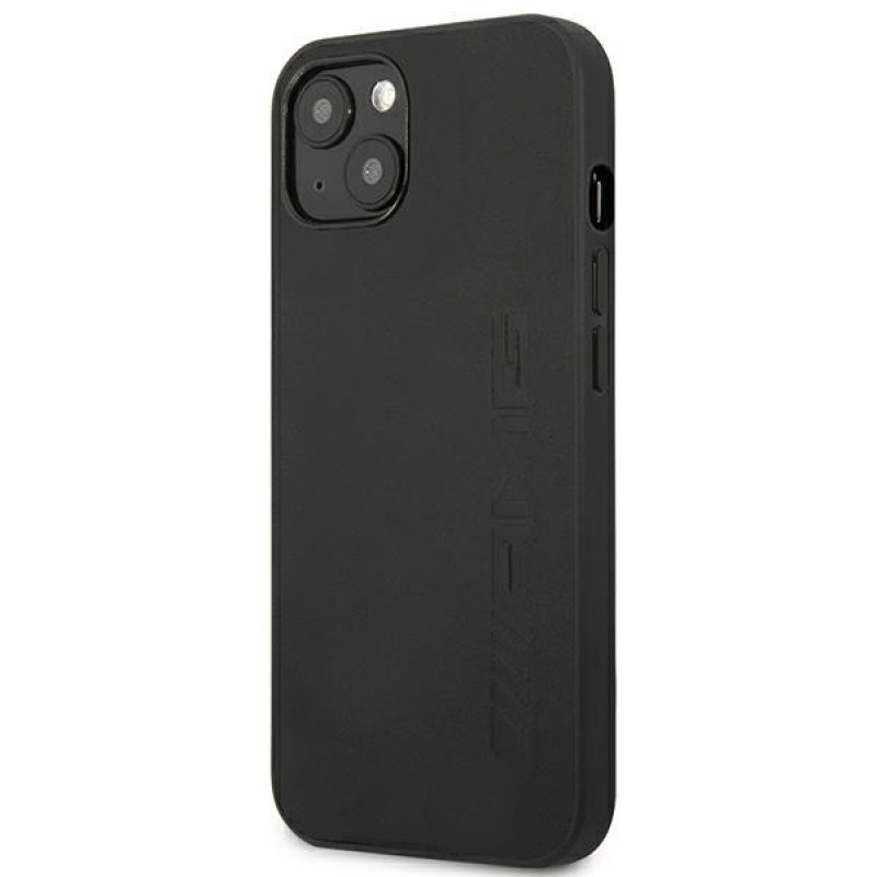 Mercedes-AMG AMHCP14SDOLBK Apple iPhone 14 kietasis dėklas Leather Hot Stamped, juodas