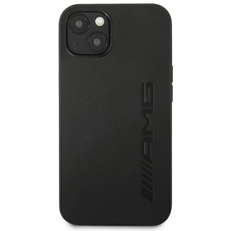 Mercedes-AMG AMHCP14SDOLBK Apple iPhone 14 kietasis dėklas Leather Hot Stamped, juodas