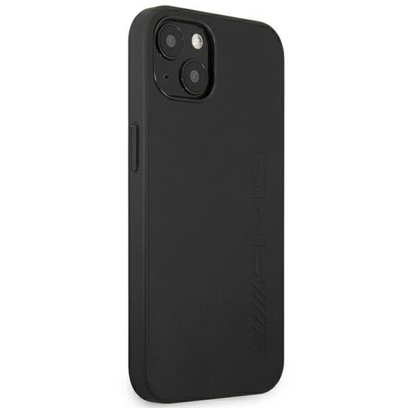 Mercedes-AMG AMHCP14MDOLBK Apple iPhone 14 Plus / 15 Plus kietasis dėklas Leather Hot Stamped, juodas
