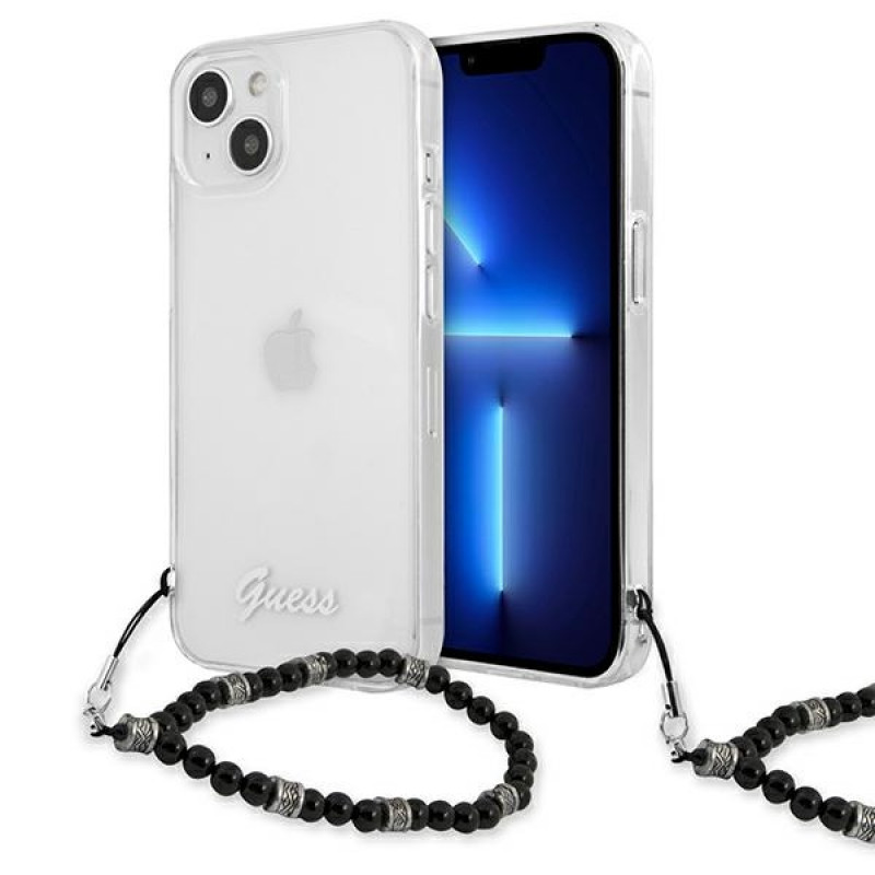 Guess GUHCP13SKPSBK Apple iPhone 13 mini kietasis dėklas Black Pearl, permatomas