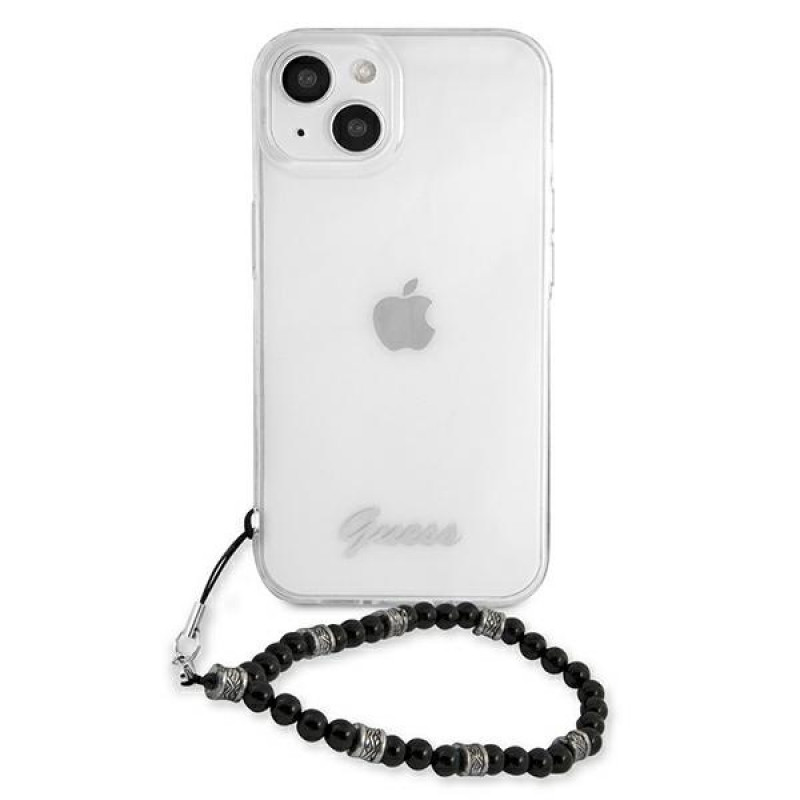 Guess GUHCP13SKPSBK Apple iPhone 13 mini kietasis dėklas Black Pearl, permatomas