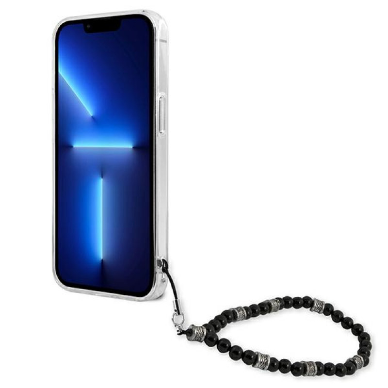 Guess GUHCP13SKPSBK Apple iPhone 13 mini kietasis dėklas Black Pearl, permatomas